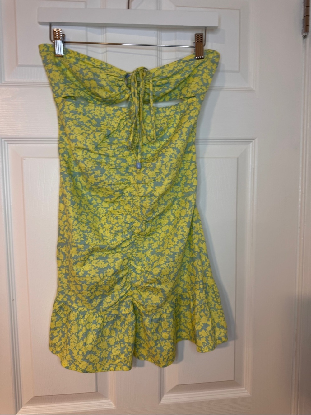✨4+ 50% OFF | Zara Yellow and Green Floral Mini Dress Size S